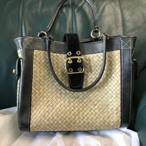 Coach Straw and Leather Trim Tote